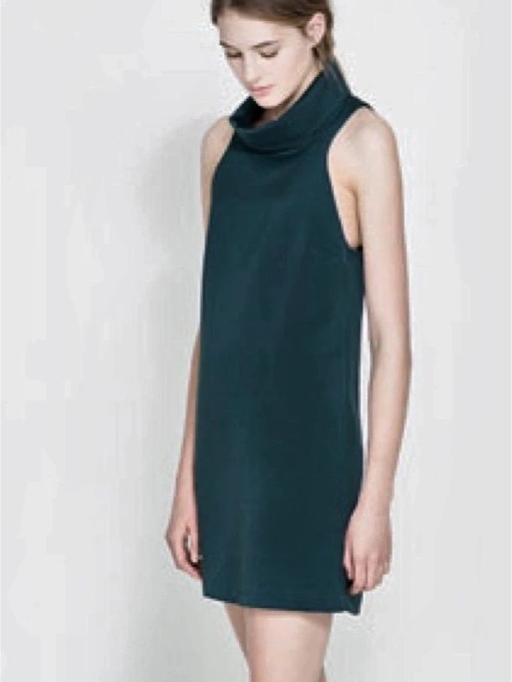 Zara Basic Sleeveless Cowl Neck Mini Dress in Blue Size Medium